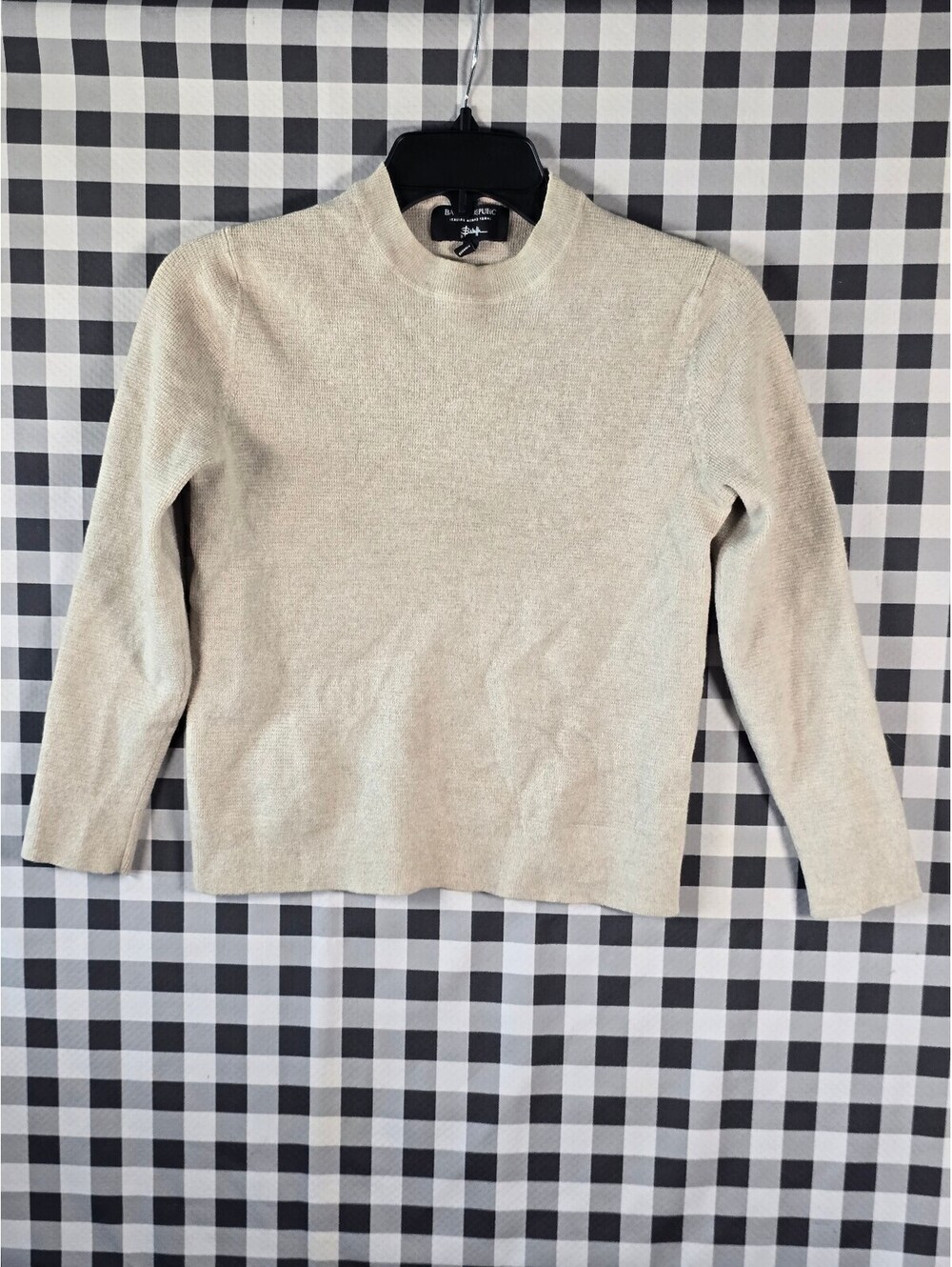 Banana Republic Women's 100% Italian Merino Wool Beige Mock Neck Sweater S
